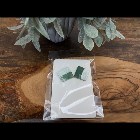 Handmade Clay Square Studs - Forest Greens Series - Picture 5 of 6
